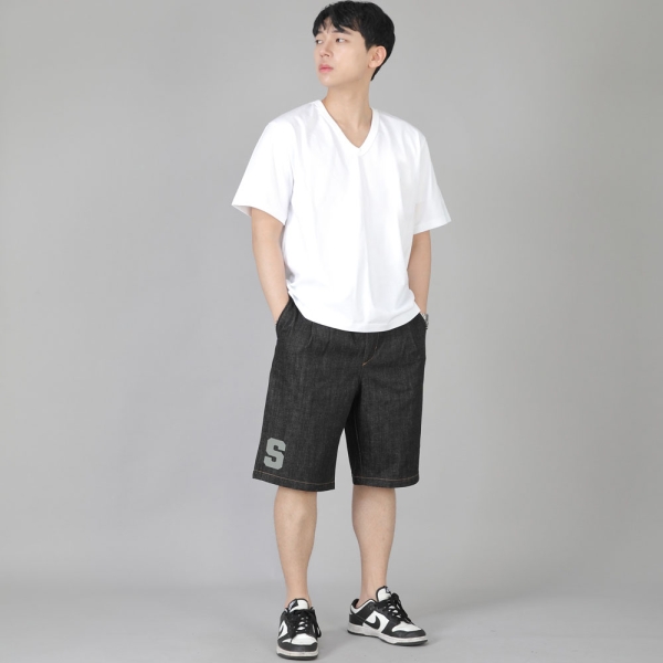 V넥 무지 반팔티 BVS-823 화이트