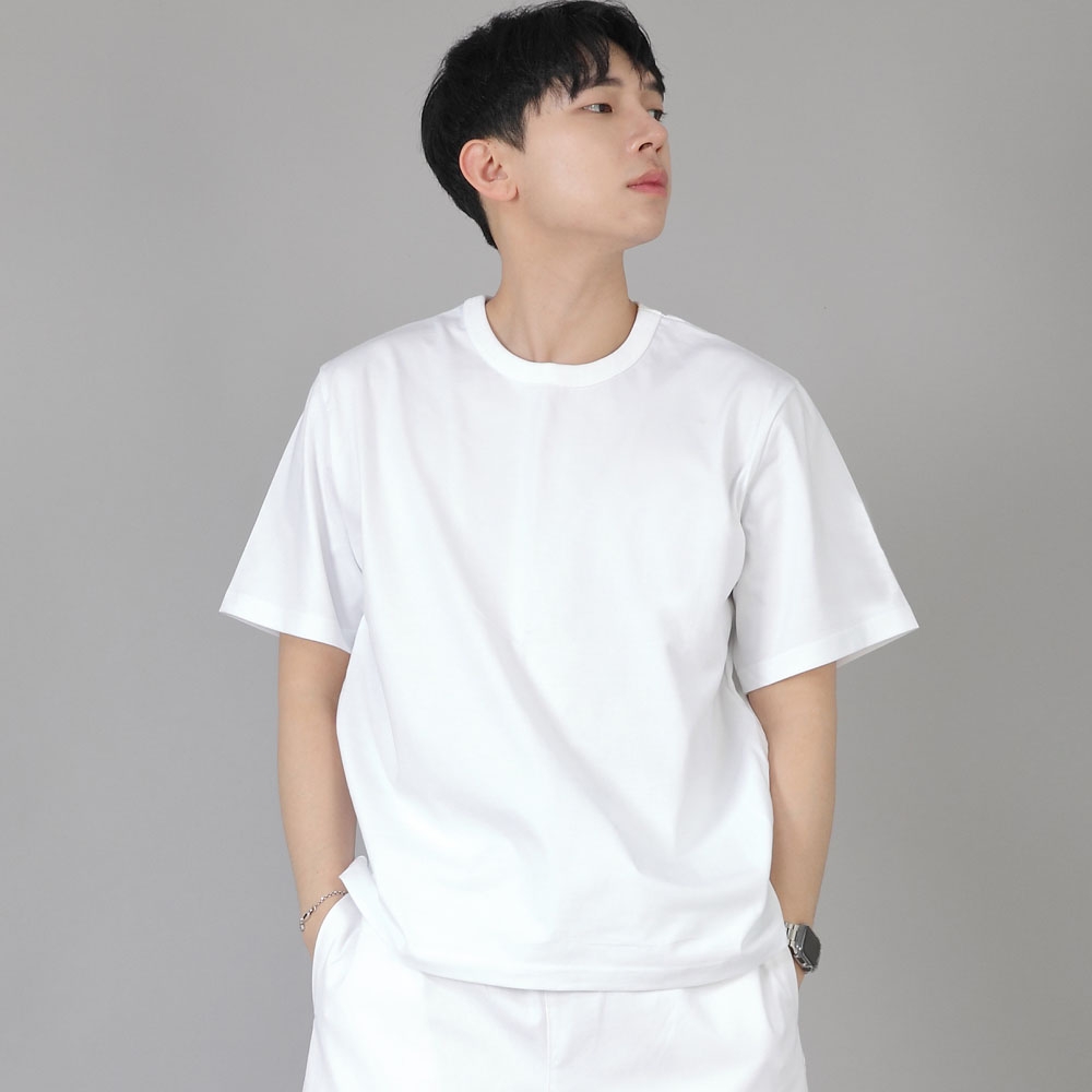 R넥 무지 반팔티 BRS-826 화이트