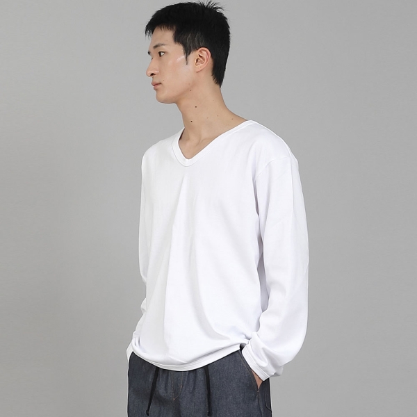 무지 V넥 스웨트셔츠 RVS-874 화이트