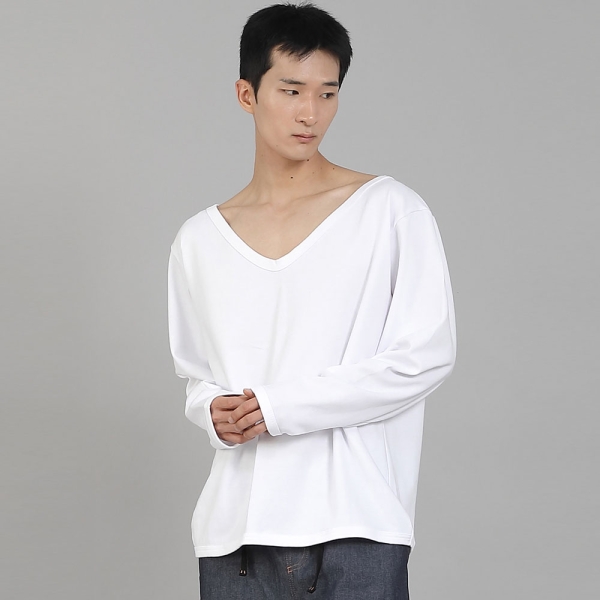 무지 BIG V넥 스웨트셔츠 BIGV-885 화이트