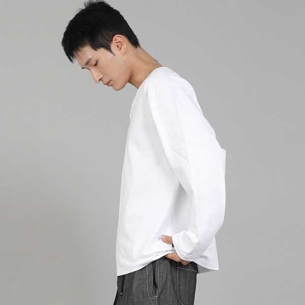 무지 V넥 긴팔티셔츠 RVL-877 화이트