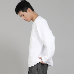 무지 V넥 긴팔티셔츠 RVL-877 화이트