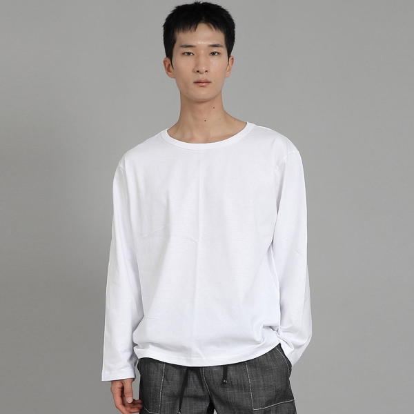 무지 R넥 긴팔티셔츠 RRL-875 화이트