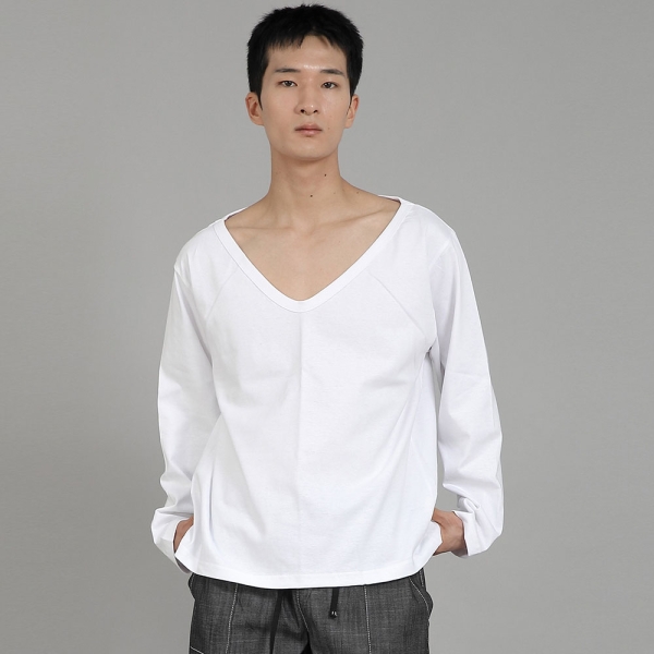 무지 BIG V넥 긴팔티셔츠 BIGV-879 화이트