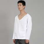 무지 BIG V넥 긴팔티셔츠 BIGV-879 화이트