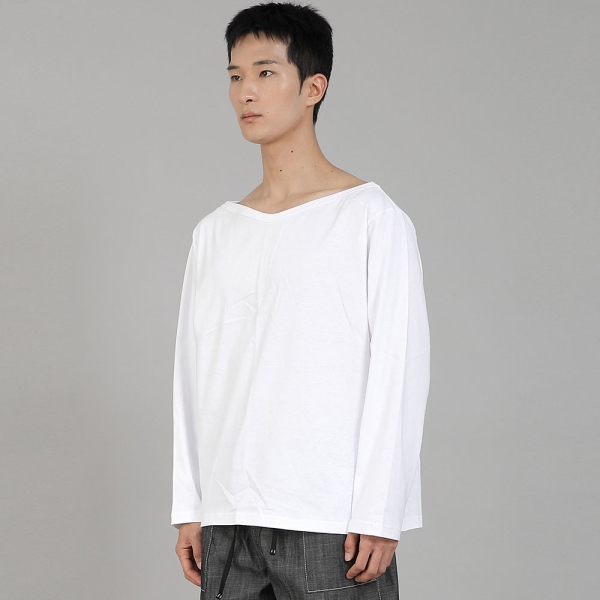 무지 보트넥 긴팔티셔츠 RBL-878 화이트