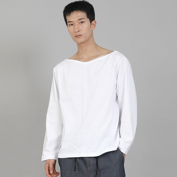 무지 보트넥 16s코튼 긴팔티셔츠 PBL-890 화이트