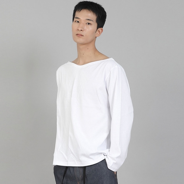 무지 보트넥 16s코튼 긴팔티셔츠 PBL-890 화이트