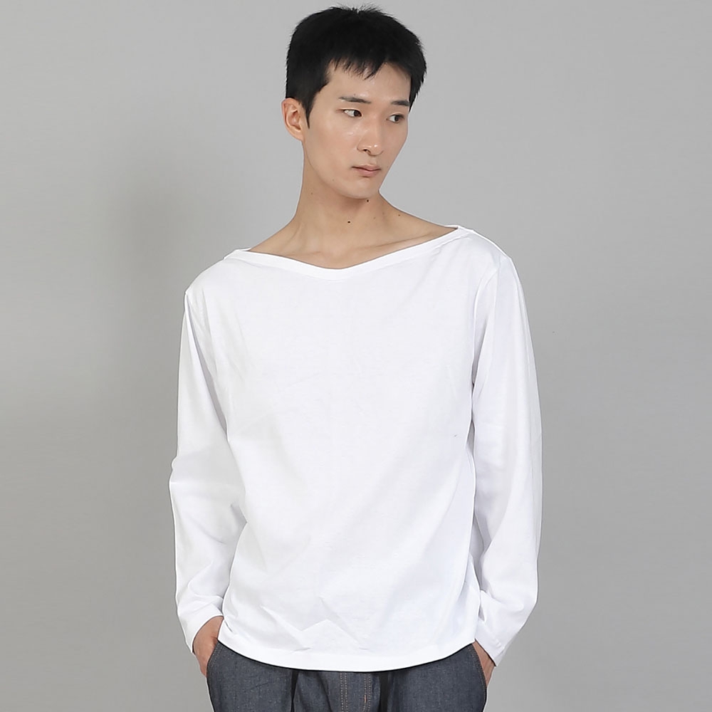 무지 보트넥 16s코튼 긴팔티셔츠 PBL-890 화이트