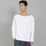 무지 보트넥 16s코튼 긴팔티셔츠 PBL-890 화이트