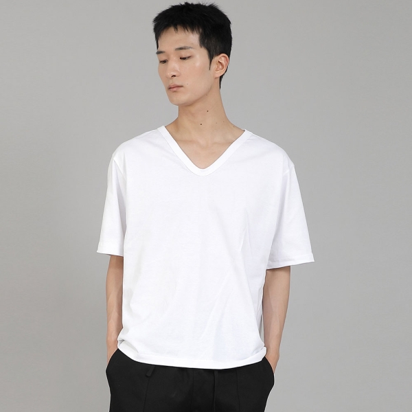 무지 V넥 반팔티셔츠 VSR-881 화이트