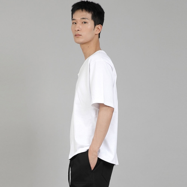 무지 V넥 반팔티셔츠 VSR-881 화이트