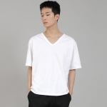 무지 V넥 반팔티셔츠 VSR-881 화이트