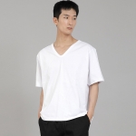 무지 V넥 반팔티셔츠 VSR-881 화이트