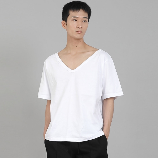 무지 BIG V넥 반팔티셔츠 BIGV-883 화이트