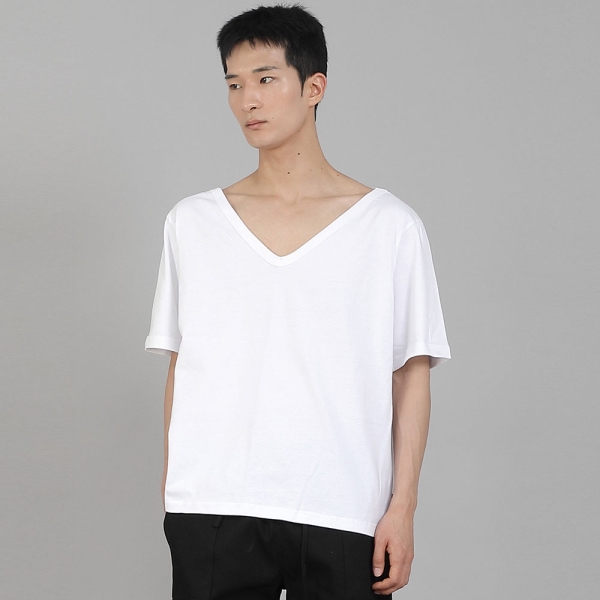무지 BIG V넥 반팔티셔츠 BIGV-883 화이트