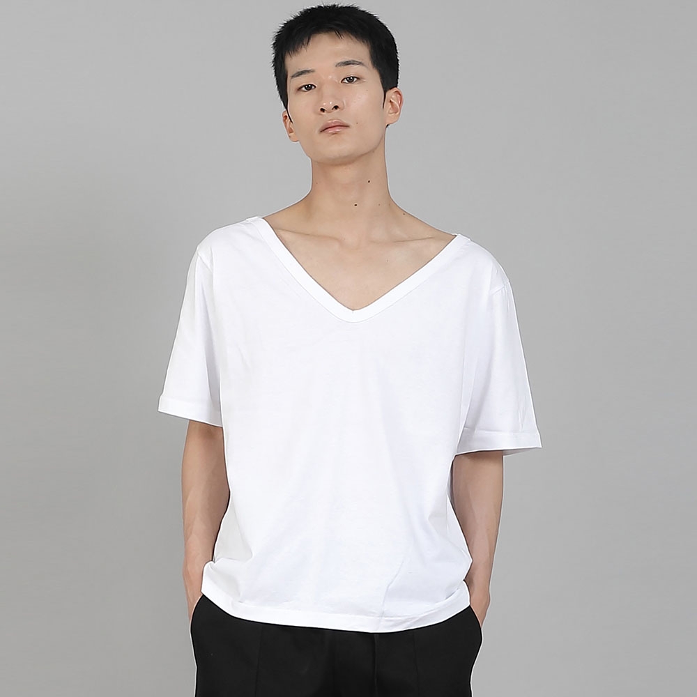 무지 BIG V넥 반팔티셔츠 BIGV-883 화이트