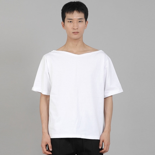 무지 보트넥 반팔티셔츠 BSR-882 화이트