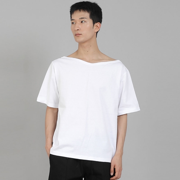 무지 보트넥 반팔티셔츠 BSR-882 화이트