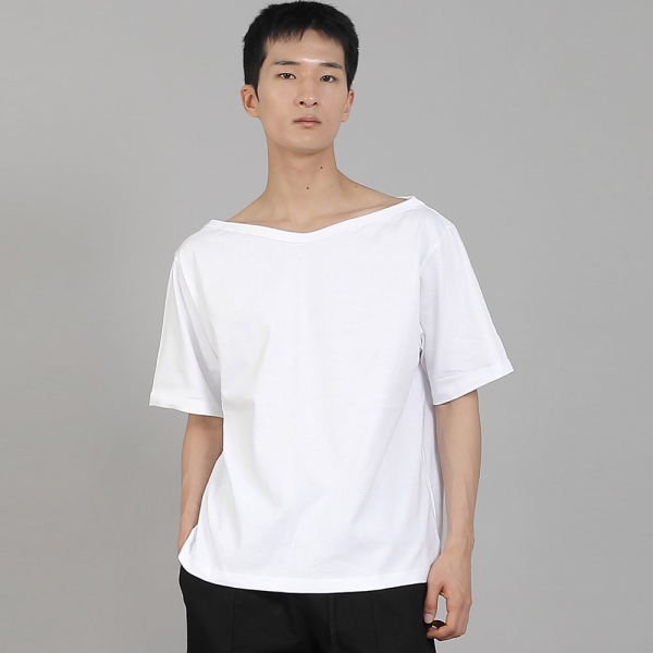 무지 보트넥 반팔티셔츠 BSR-882 화이트