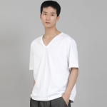 무지 V넥 16s코튼 반팔티셔츠 VCS-891 화이트