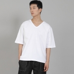 무지 V넥 5부 반팔티셔츠 VHR-895 화이트