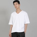 무지 V넥 5부 반팔티셔츠 VHR-895 화이트