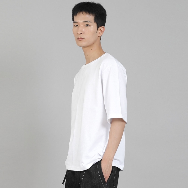 무지 R넥 5부 반팔티셔츠 RHR-896 화이트