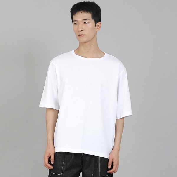 무지 R넥 5부 반팔티셔츠 RHR-896 화이트