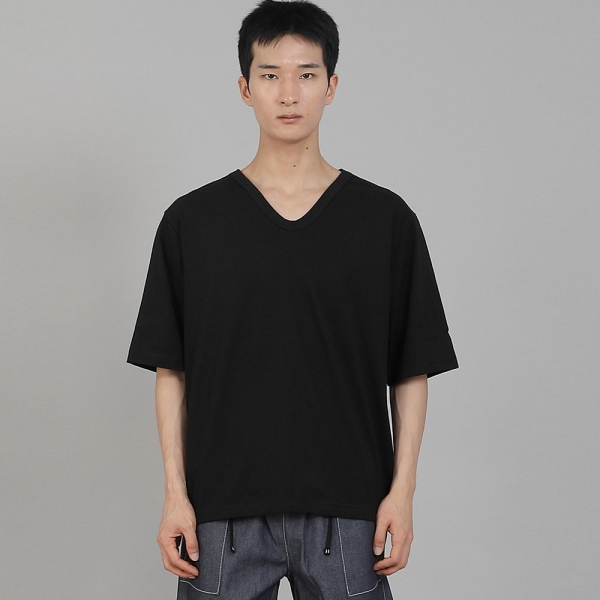 무지 V넥 5부 반팔티셔츠 VHR-895 블랙