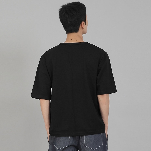 무지 V넥 5부 반팔티셔츠 VHR-895 블랙