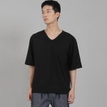무지 V넥 5부 반팔티셔츠 VHR-895 블랙