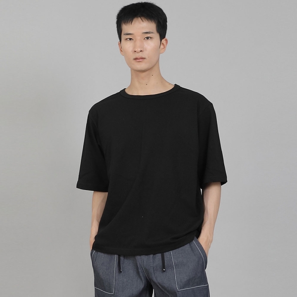 무지 R넥 5부 반팔티셔츠 RHR-896 블랙