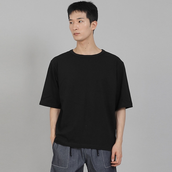 무지 R넥 5부 반팔티셔츠 RHR-896 블랙