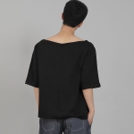 무지 보트넥 5부 반팔티셔츠 BHR-898 블랙