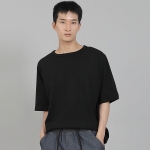무지 R넥 16s코튼 5부 반팔티셔츠 R-8A02 블랙