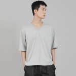 무지 V넥 5부 반팔티셔츠 VHR-895 그레이