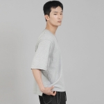 무지 V넥 5부 반팔티셔츠 VHR-895 그레이