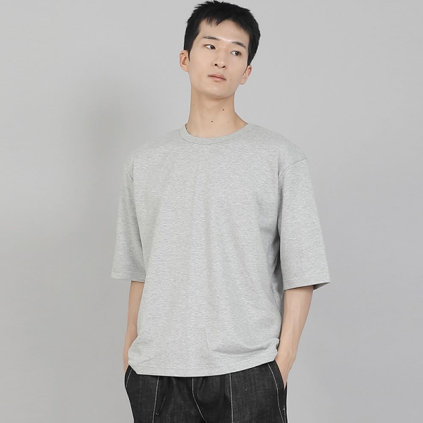 무지 R넥 5부 반팔티셔츠 RHR-896 그레이