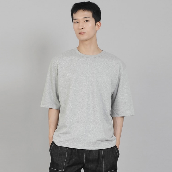 무지 R넥 5부 반팔티셔츠 RHR-896 그레이