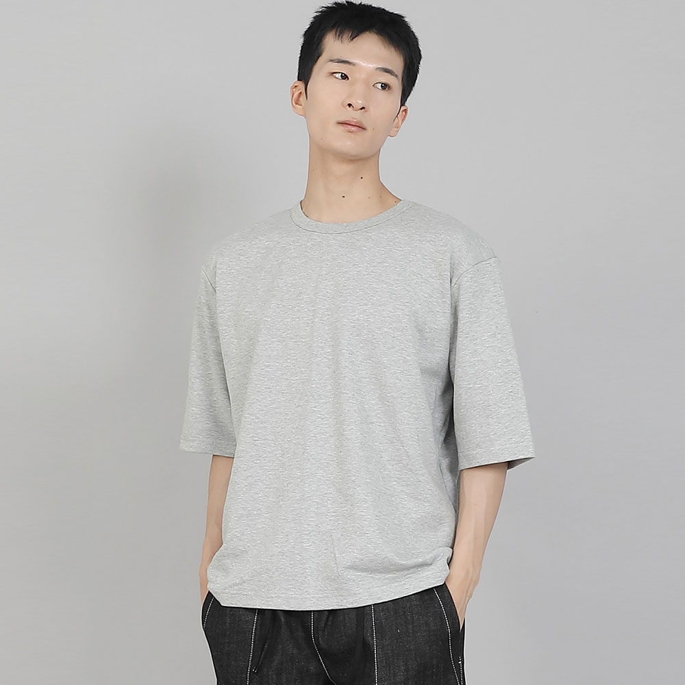 무지 R넥 5부 반팔티셔츠 RHR-896 그레이