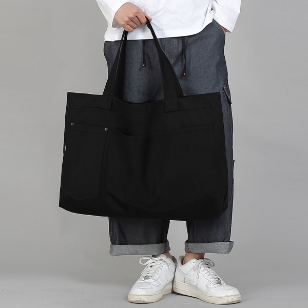 더블 펜타곤포켓 EX와이드 에코백 DPP-161 블랙