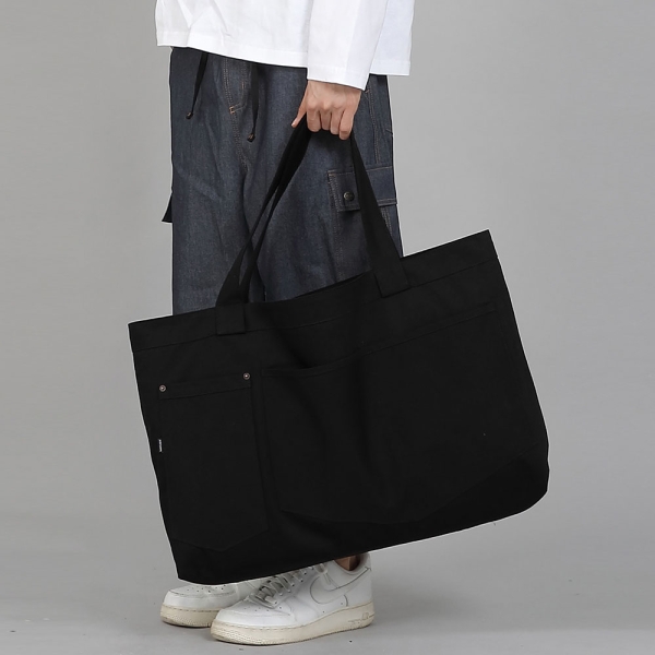 더블 펜타곤포켓 EX와이드 에코백 DPP-161 블랙
