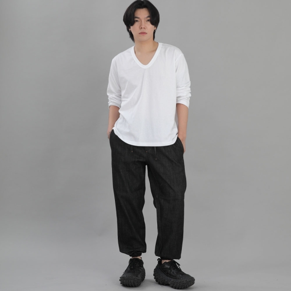 와이드 테이퍼드 조거팬츠 WRG-358 블랙데님 BRS
