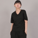 미니멀 16s 코튼 V넥 반팔티셔츠 SVR-8A07 블랙