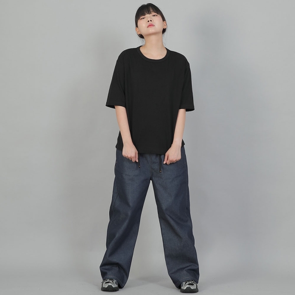오버핏 16s 코튼 R넥 반팔티셔츠 OSR-8A09 블랙