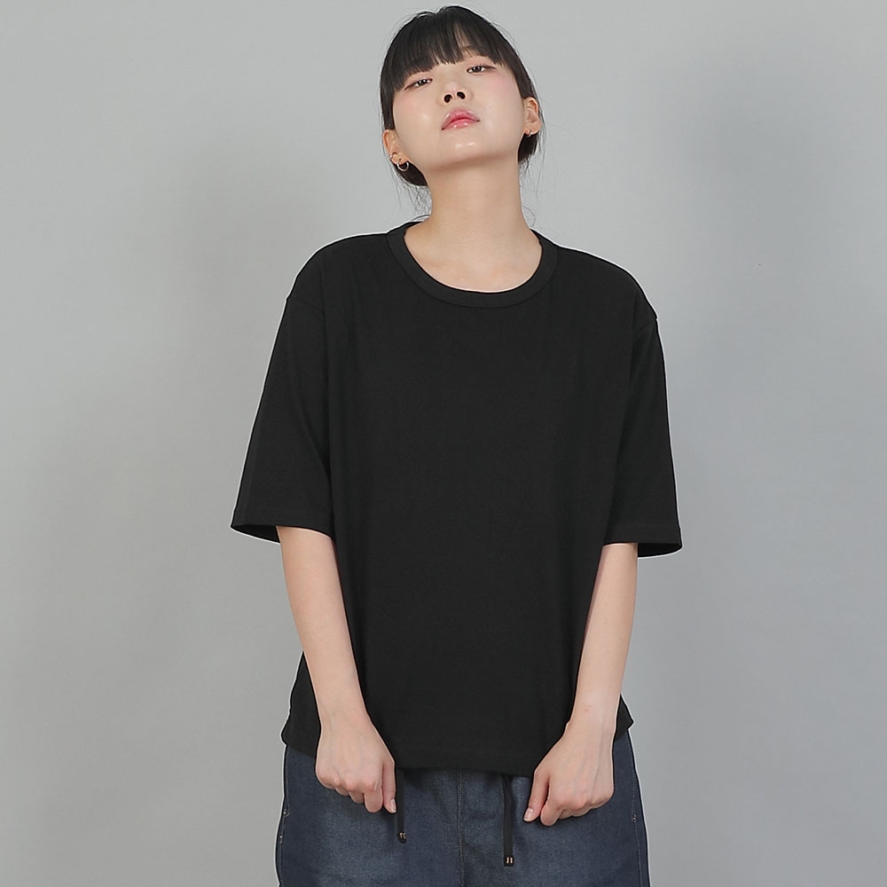 오버핏 16s 코튼 R넥 반팔티셔츠 OSR-8A09 블랙