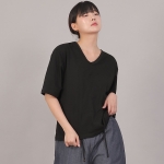 오버핏 16s 코튼 V넥 반팔티셔츠 RVM-8A11 블랙