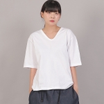 오버핏 16s 코튼 V넥 반팔티셔츠 RVM-8A11 화이트