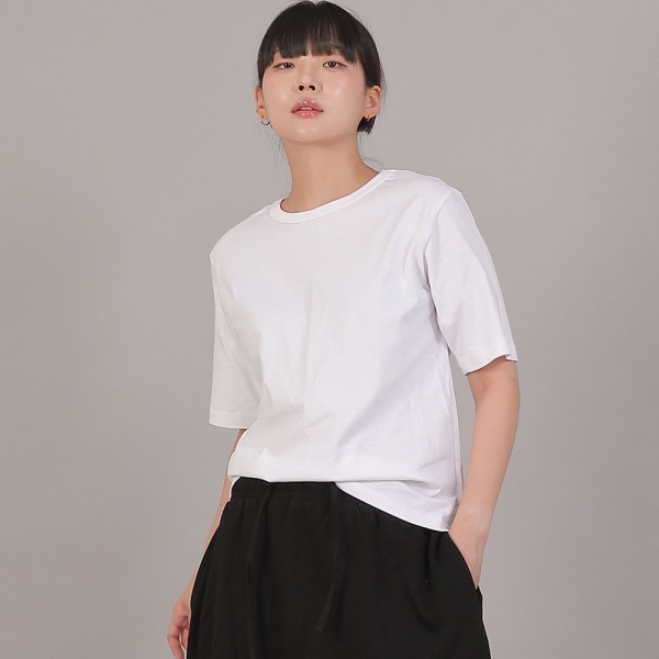 미니멀 소프트 R넥 반팔티셔츠 SMR-8A06 화이트